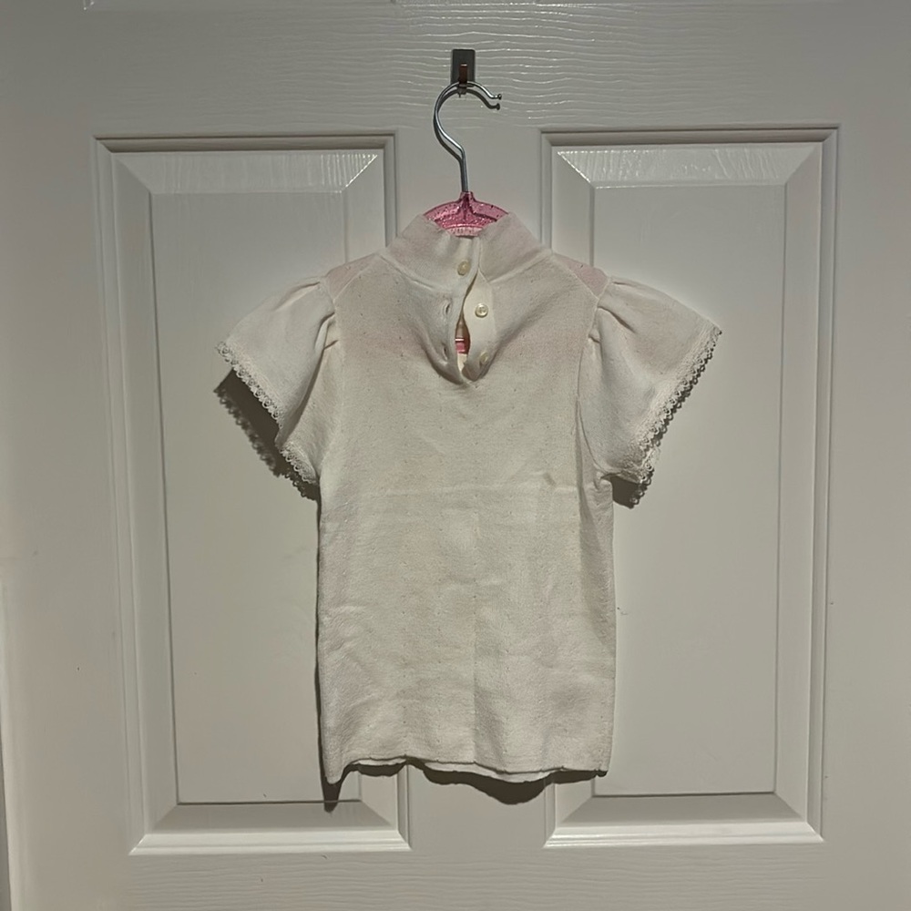 Janie And Jack Cream Mock Neck Short-Sleeve Sweater w Detailing 5 Girls